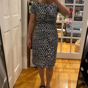 JCrew white and navy dress